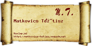 Matkovics Tétisz névjegykártya